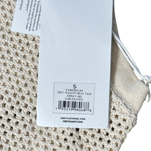 Obey Hudson Mesh Tank Top White Size S NWT | Streetwear Y2K Minimalist - Picture 9 of 10